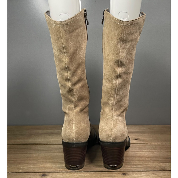 Vince Camuto Women's Babellie Mid Calf Boots Size 9 Taupe Suede Cowboy Western - Picture 8 of 16
